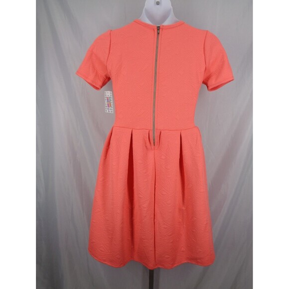 LuLaRoe Amelia Coral Dress Size Large Textured Geometric Triangle Diamond New - Picture 2 of 11